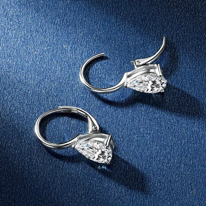 Pear Cut Moissanite Leverback Earrings 1.5ct | 925 Silver | Diamonds Grace