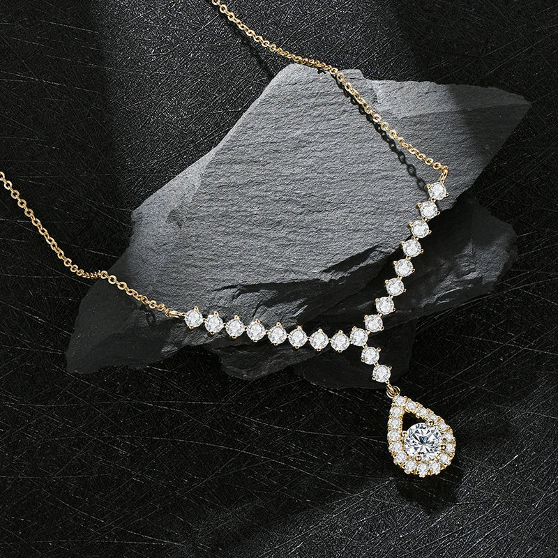 1ct Moissanite Y Lariat Necklace | 925 Sterling Silver | Diamonds Grace