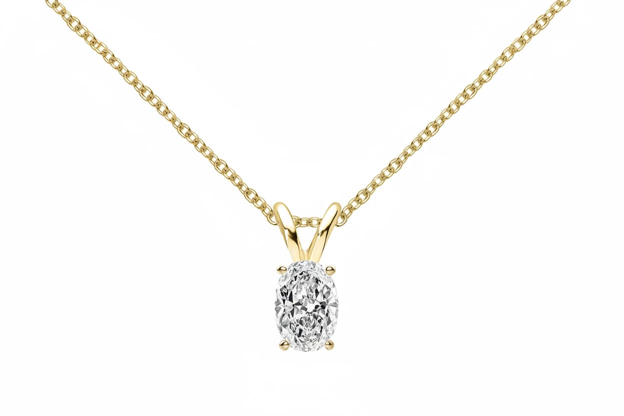 1ct Oval Moissanite Solitaire Pendant Necklace | 925 Sterling Silver | Diamonds Grace