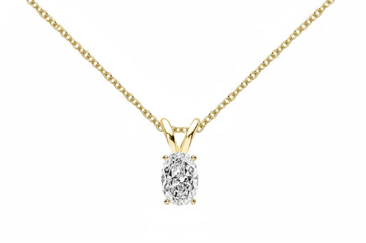 1ct Oval Moissanite Solitaire Pendant Necklace | 925 Sterling Silver | Diamonds Grace