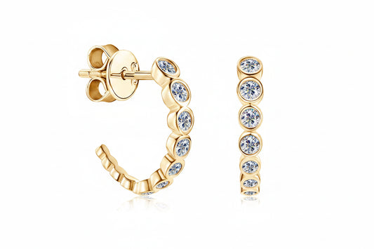 Moissanite C-Shape Half Hoop Earrings | 925 Sterling Silver | Diamonds Grace