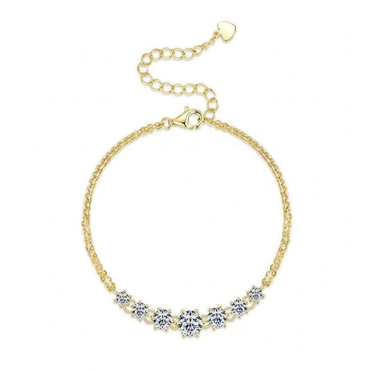 7-Stone Moissanite Claw Bracelet | 925 Sterling Silver | Diamonds Grace