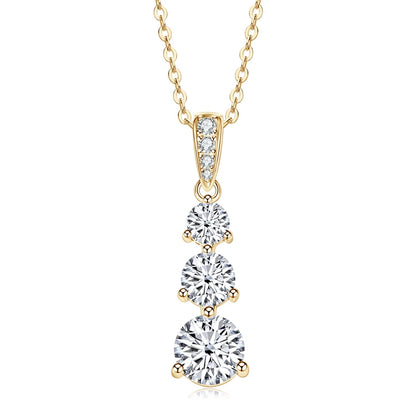 3-Stone Pendant Necklace 925 Silver | Diamonds Grace