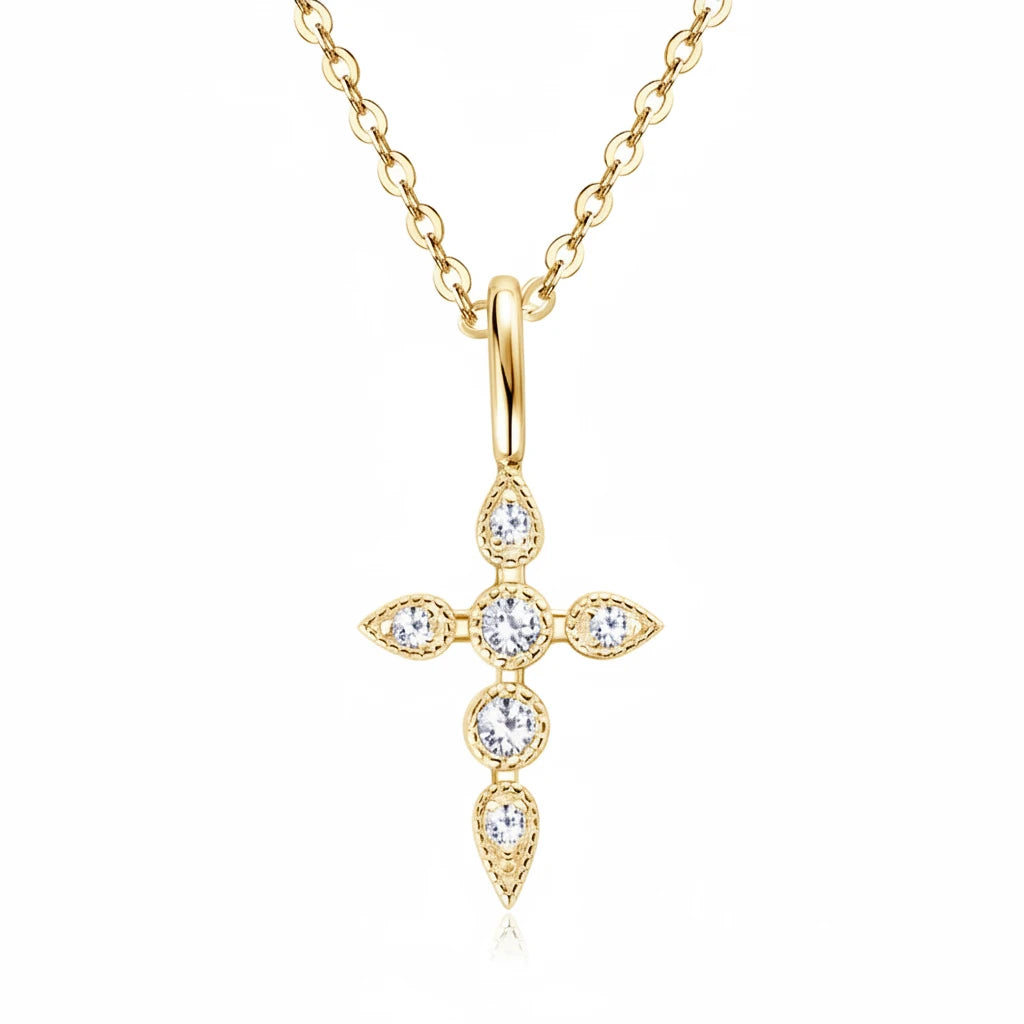 Moissanite Cross Pendant Necklace | D Color | S925 Sterling Silver | Diamonds Grace