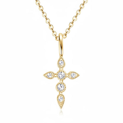 Moissanite Cross Pendant Necklace | D Color | S925 Sterling Silver | Diamonds Grace
