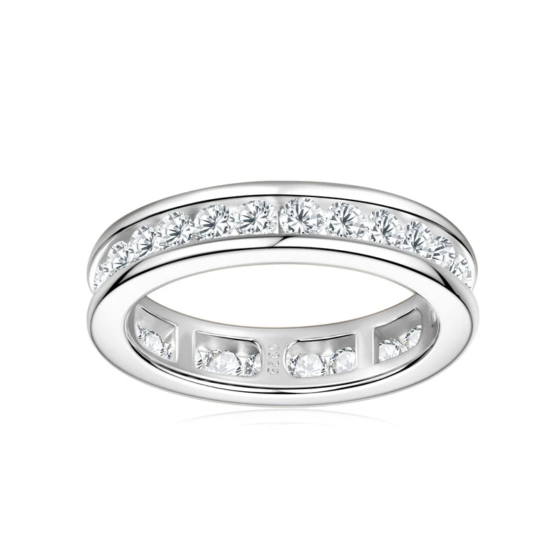 Moissanite Full Eternity Wedding Band | 925 Sterling Silver | Diamonds Grace
