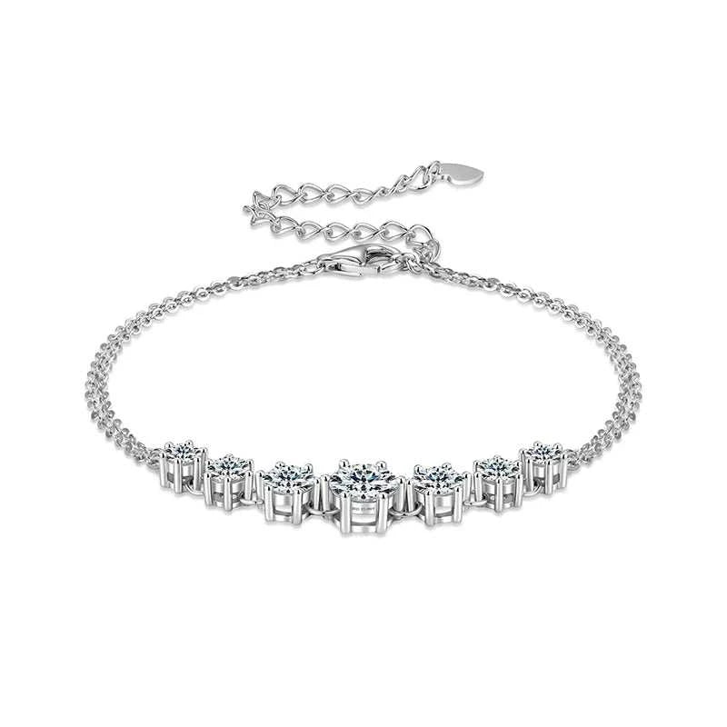 7-Stone Moissanite Claw Bracelet | 925 Sterling Silver | Diamonds Grace