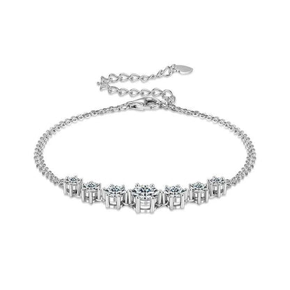 7-Stone Moissanite Claw Bracelet | 925 Sterling Silver | Diamonds Grace