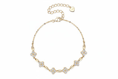 Moissanite Flower Bracelet | 14K Gold Plated 925 Sterling Silver | Diamonds Grace
