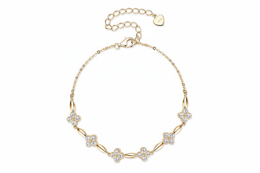 Moissanite Flower Bracelet | 14K Gold Plated 925 Sterling Silver | Diamonds Grace