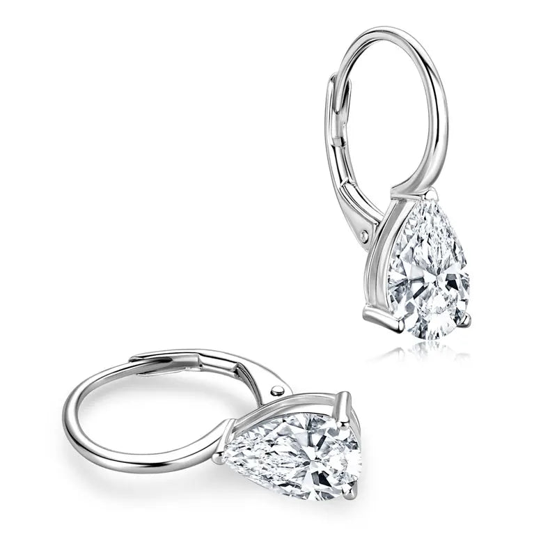 Pear Cut Moissanite Leverback Earrings 1.5ct | 925 Silver | Diamonds Grace