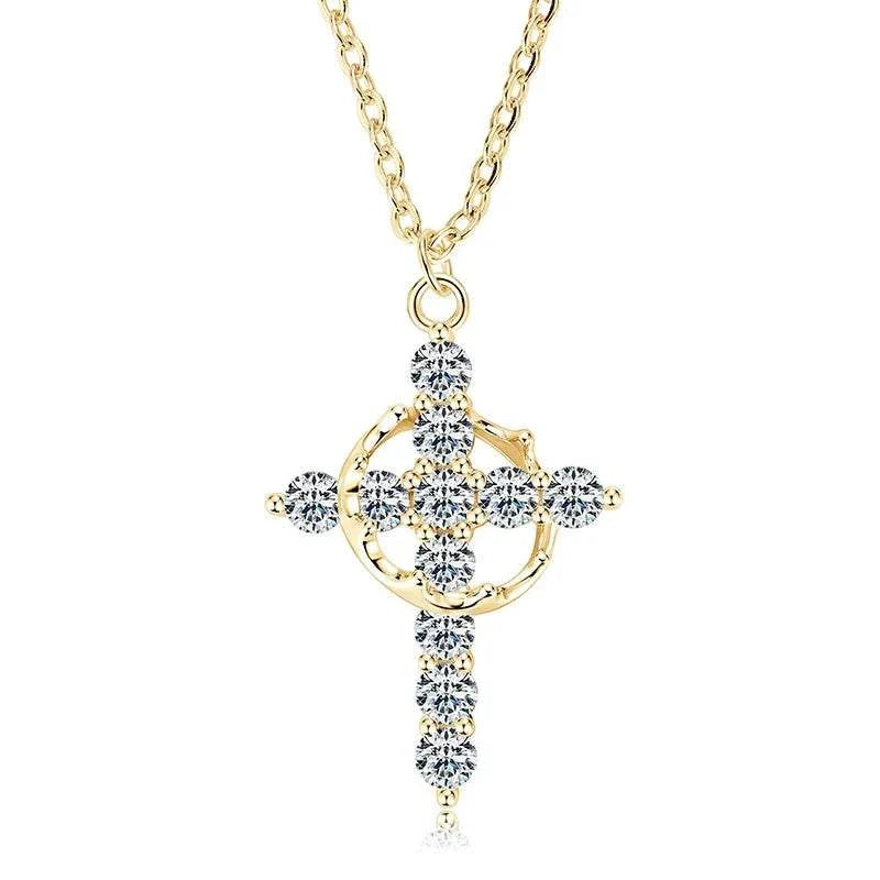 Moissanite Cross Pendant Necklace