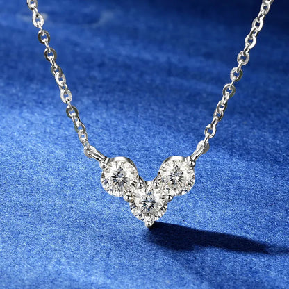 Moissanite 3-Stone Heart Pendant Necklace 925 Silver | Diamonds Grace