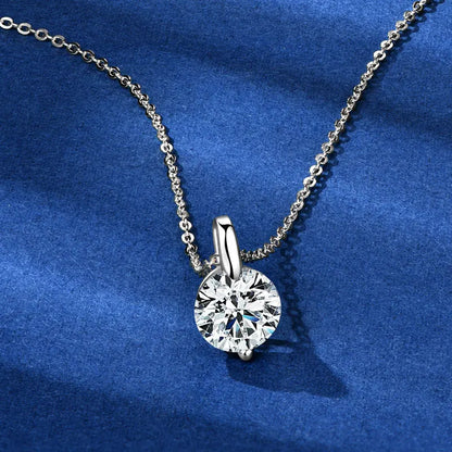 2ct Moissanite Pendant Necklace | 925 Sterling Silver Round Brilliant Cut | Diamonds Grace