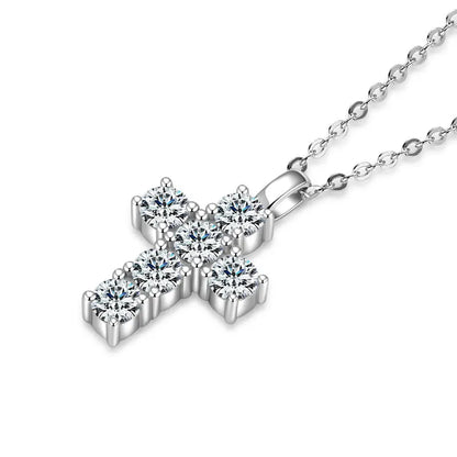 Moissanite Cross Pendant Necklace | 925 Sterling Silver | Diamonds Grace