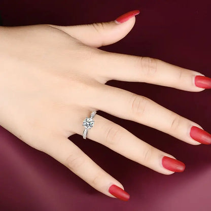 Round Moissanite Engagement Ring 1ct D Color | 925 Silver | Diamonds Grace
