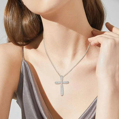 Moissanite Cross Pendant Necklace