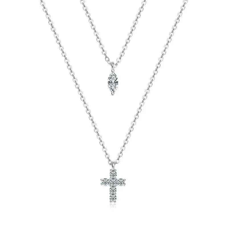 Moissanite Cross Pendant Necklace
