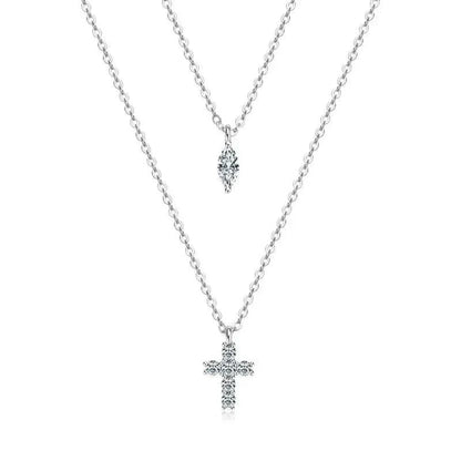 Moissanite Cross Pendant Necklace
