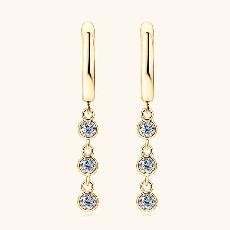 925 Sterling Silver Moissanite Drop Tassel Earrings | Round Brilliant Cut | Diamonds Grace