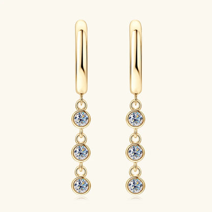 925 Sterling Silver Moissanite Drop Tassel Earrings | Round Brilliant Cut | Diamonds Grace