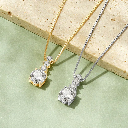 Geometric Moissanite Pendant Necklace | 925 Silver | 1ct Round Brilliant | Diamonds Grace