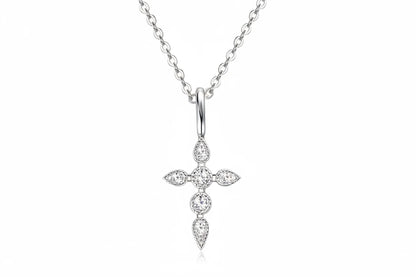 Moissanite Cross Pendant Necklace | D Color | S925 Sterling Silver | Diamonds Grace