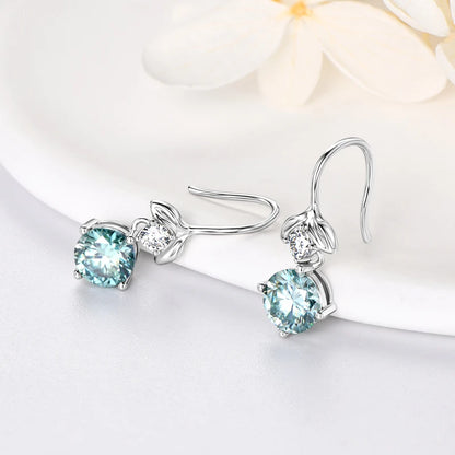 GRA Certified Moissanite Dangle Hook Earrings | D Color VVS1 | 925 Silver | Diamonds Grace