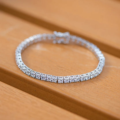 Cubic Zirconia Tennis Bracelet | 3mm Pavé 925 Sterling Silver | Diamonds Grace
