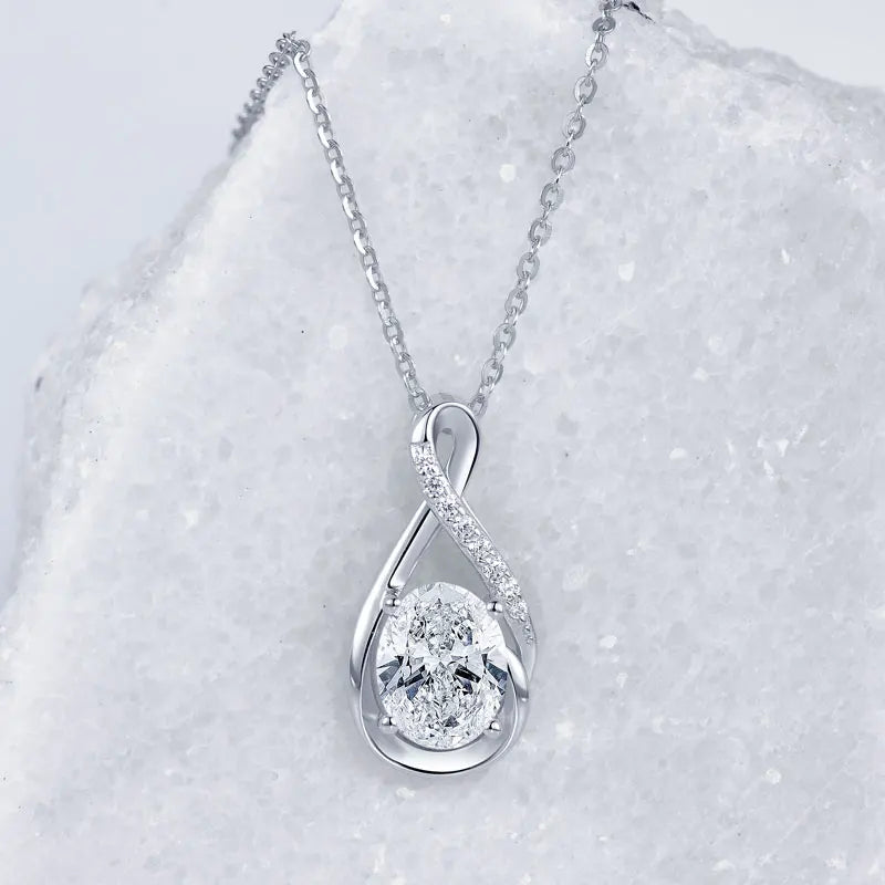 2.0CT Oval Moissanite Pendant Necklace | 925 Sterling Silver | Diamonds Grace
