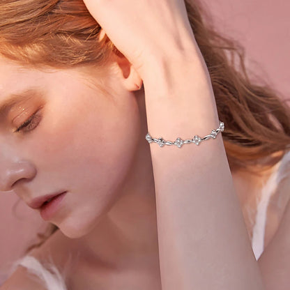 Moissanite Flower Bracelet | 14K Gold Plated 925 Sterling Silver | Diamonds Grace