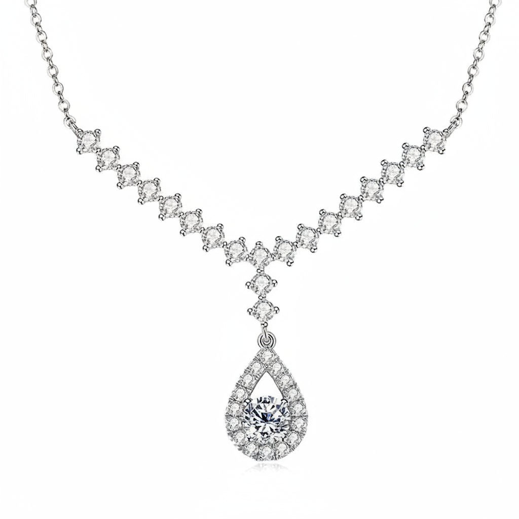 1ct Moissanite Y Lariat Necklace | 925 Sterling Silver | Diamonds Grace