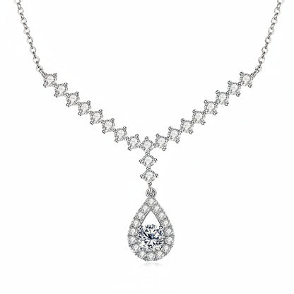 1ct Moissanite Y Lariat Necklace | 925 Sterling Silver | Diamonds Grace