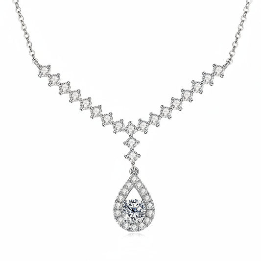 1ct Moissanite Y Lariat Necklace | 925 Sterling Silver | Diamonds Grace