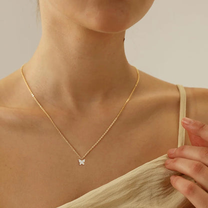 Moissanite Butterfly Pendant Necklace | 925 Sterling Silver D Color | Diamonds Grace