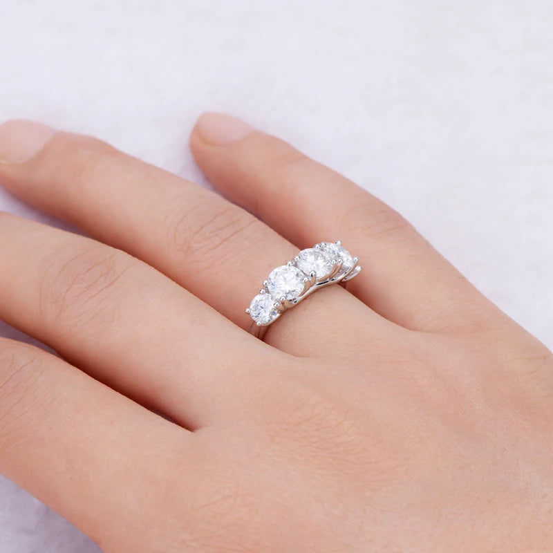 3.6ct Moissanite 5-Stone Engagement Ring D Color VVS1 | 925 Sterling Silver | Diamonds Grace