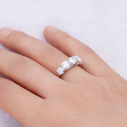 3.6ct Moissanite 5-Stone Engagement Ring D Color VVS1 | 925 Sterling Silver | Diamonds Grace