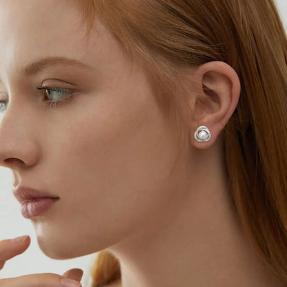 6.5-7mm Vintage Freshwater Pearl Earrings | S925 Sterling Silver | Diamonds Grace