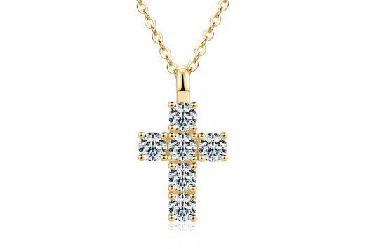 Moissanite Cross Pendant Necklace | 925 Sterling Silver | Diamonds Grace