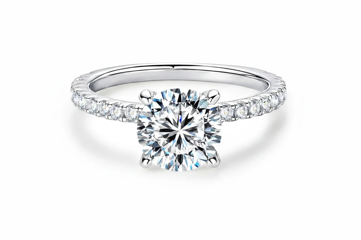 Hidden Halo Moissanite Engagement Ring | 2CT 8mm | S925 Sterling Silver | Diamonds Grace