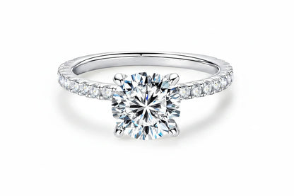 Hidden Halo Moissanite Engagement Ring | 2CT 8mm | S925 Sterling Silver | Diamonds Grace