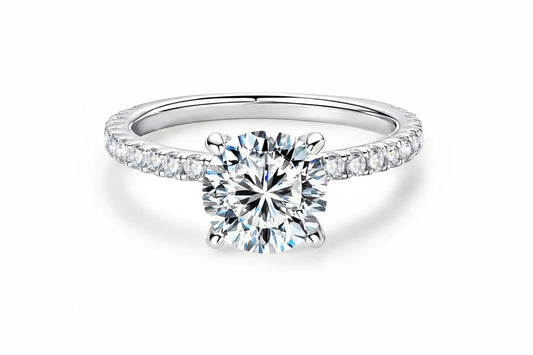 Hidden Halo Moissanite Engagement Ring | 2CT 8mm | S925 Sterling Silver | Diamonds Grace