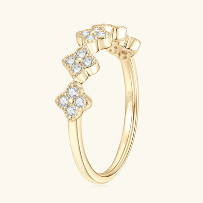 Moissanite Four Leaf Clover Stackable Ring | 925 Sterling Silver | Diamonds Grace