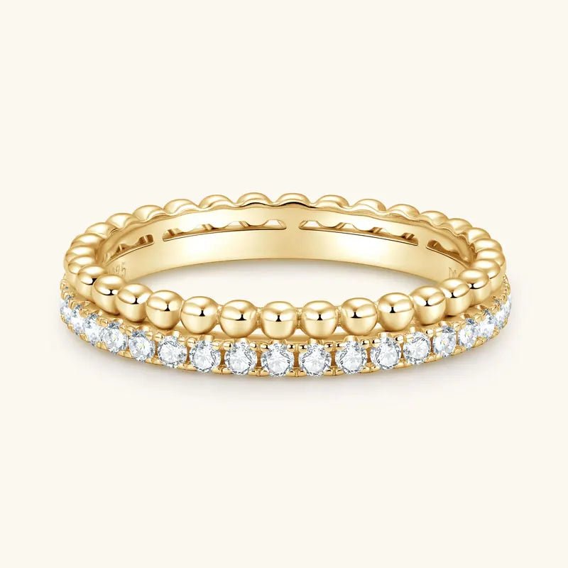 Moissanite Half Eternity Double Band Ring | 925 Sterling Silver | Diamonds Grace