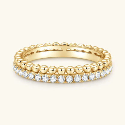 Moissanite Half Eternity Double Band Ring | 925 Sterling Silver | Diamonds Grace