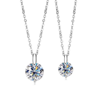 2ct Moissanite Pendant Necklace | 925 Sterling Silver Round Brilliant Cut | Diamonds Grace