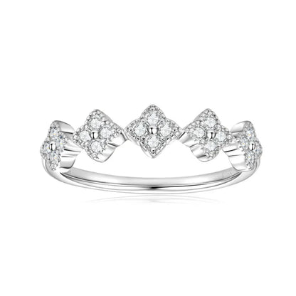 Moissanite Four Leaf Clover Stackable Ring | 925 Sterling Silver | Diamonds Grace