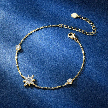 Moissanite Star Bracelet with 14K gold plated 925 sterling silver featuring pavé-set moissanite stars in celestial design