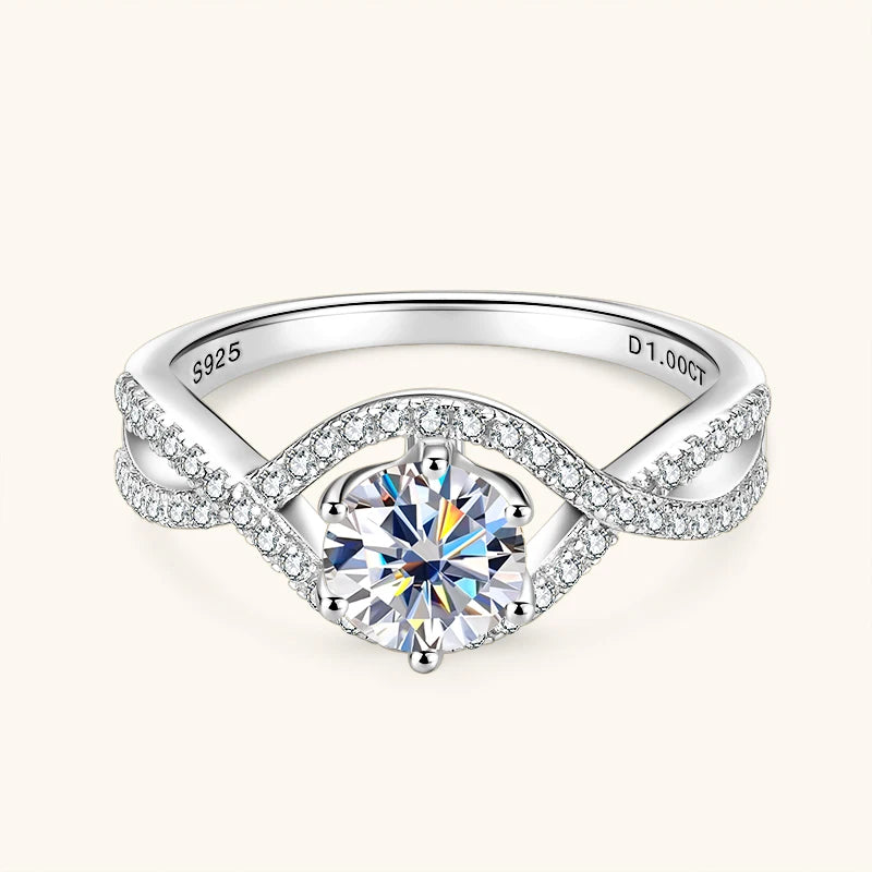 Moissanite Twist Shank Engagement Ring 1ct | 925 Silver Women | Diamonds Grace