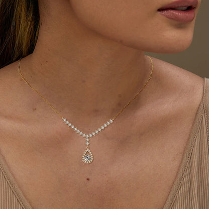 1ct Moissanite Y Lariat Necklace | 925 Sterling Silver | Diamonds Grace